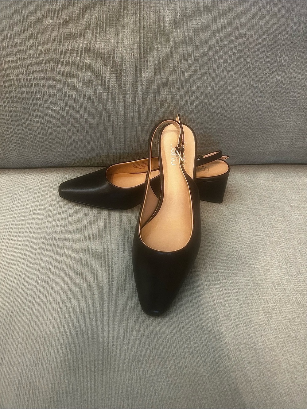 Franco Sarto Black Leather Slingbacks